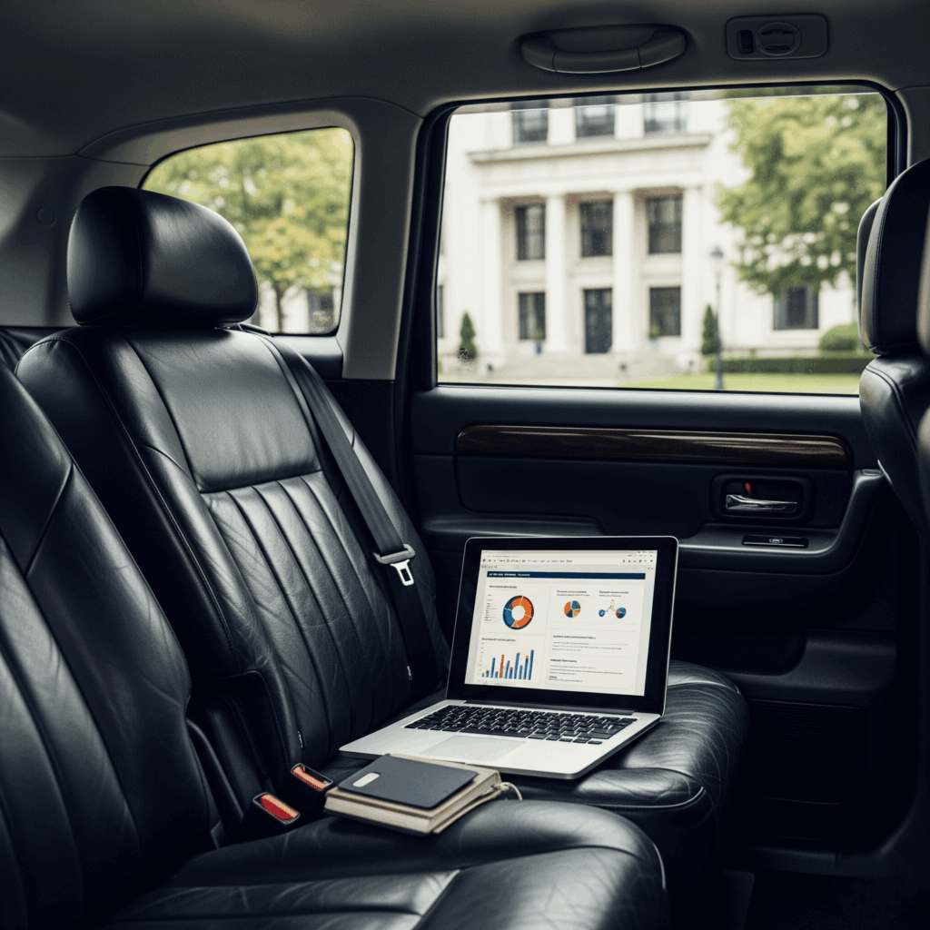 The professional interior of a corporate taxi in Brockenhurst for executive travel.