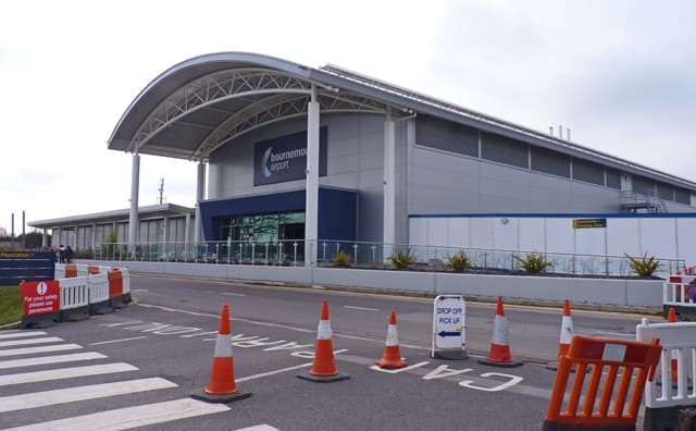 The departure building at Bournemouth Airport